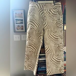 J. McLaughlin Leora Wide Leg Jeans in Tan/Cream Seabray  NWT